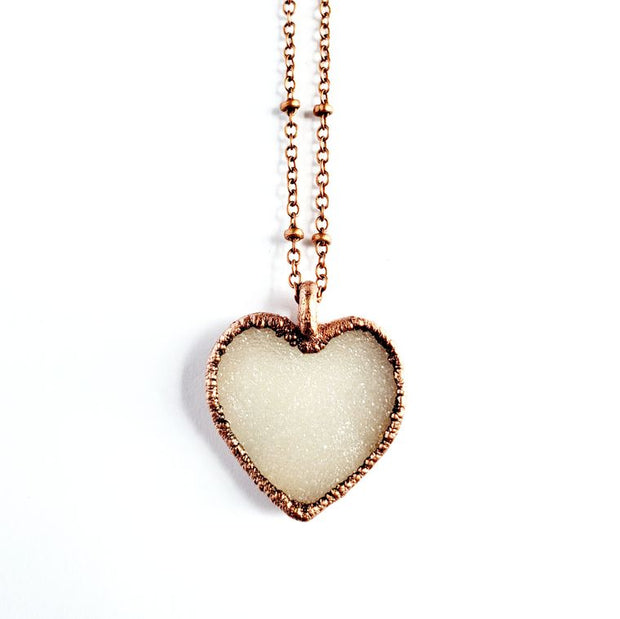 Petite Druzy Heart Necklace