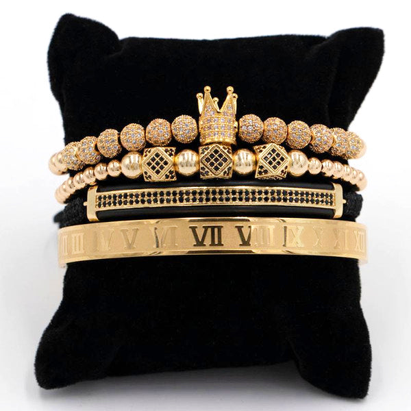 Luxury Roman Royal Crown Charm Bracelet