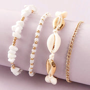 Multi-layer Stone Beaded Shell Anklet