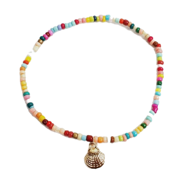 Bohemian Style Multicolor Seed Bead Shell Anklet