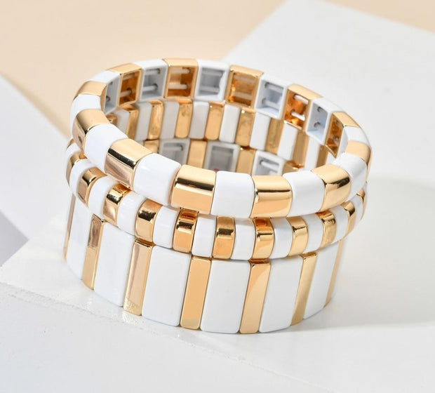White Gold Enamel Bracelets