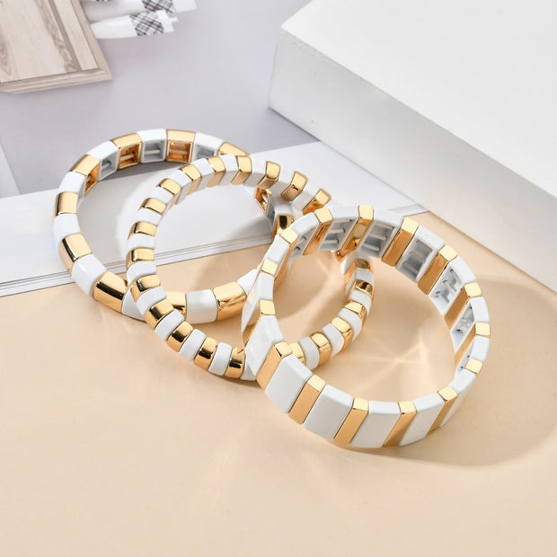 White Gold Enamel Bracelets