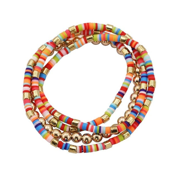 Multi-color Gold Bead Wrap Bracelet