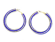 Royal Blue Rhinestone Hoop Earrings