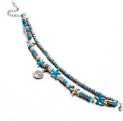 Starfish 'Tree Of Life' Turquoise Beaded Anklet