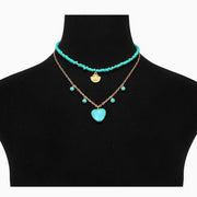 Sweet Heart Turquoise Bead Gold Chain Necklace